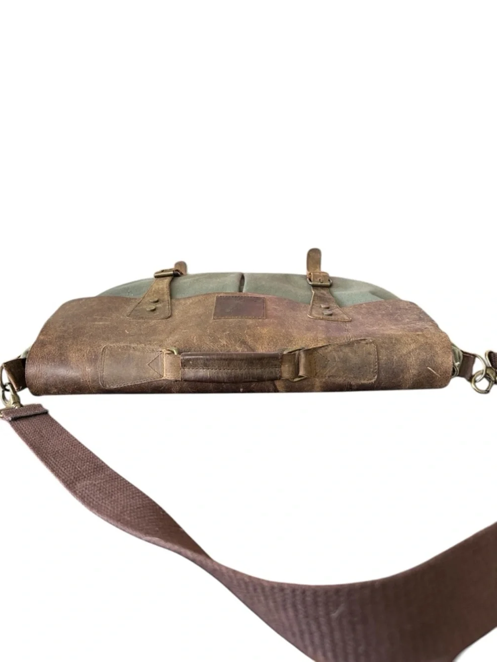 Devil‎ Hunter Handmade Distressed Leather & Canvas Slouchy Messenger Bag Laptop